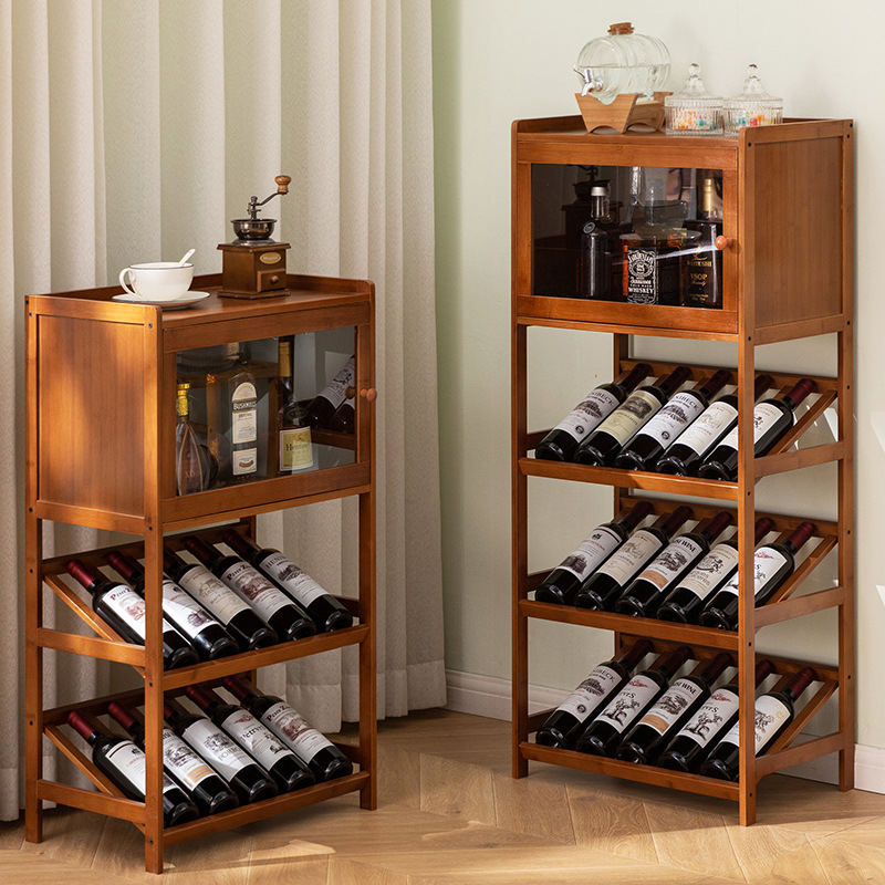 Home Bar Shelf - ไม้ไผ่ชั้นวางไวน์ 3/4 ชั้นอิสระเก็บไวน์ผู้ถือ Wobble-ฟรีชั้นวางสําหรับห้องครัวบาร์