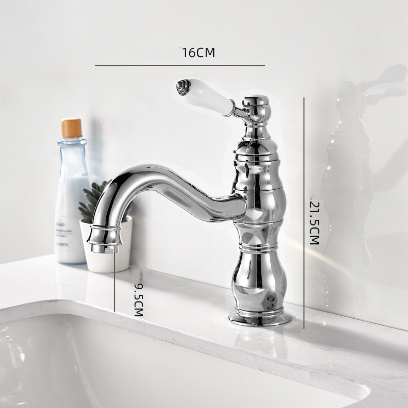 Home Bar Sink - ก๊อกน้ำอ่างล้างหน้าทองเหลือง สไตล์ยุโรป ก๊อกน้ำอ่างล้างหน้าแบบหมุนได้ ก๊อกน้ำแบบก้านโยกเดี่ยว น้ำร้อนน้ำเย็น