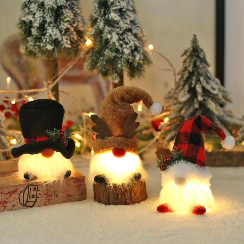 Home Bargains - คริสต์มาส LED ตุ๊กตาจี้เครื่องประดับคริสต์มาสซานตา Gnome Plush ตุ๊กตาใหม่ปี