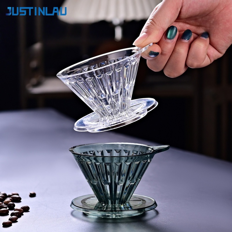 Home Bar Supplies - JUSTINLAU ดริปเปอร์กาแฟ วัสดุพลาสติก PC ถ้วยกรองกาแฟแบบเทมือ ป้องกันความร้อน