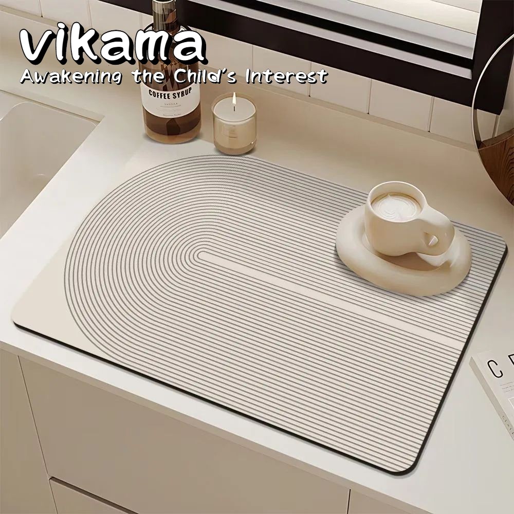 Home Bar Sink - VIKAMA แผ่นดินไดอะตอมมัสดูดซับแห้งเร็ว, แผ่นรองอ่างล้างจานกันลื่นทนความร้อน, เหมาะสำหรับเคาน์เตอร์บาร์ห้องน้ำ