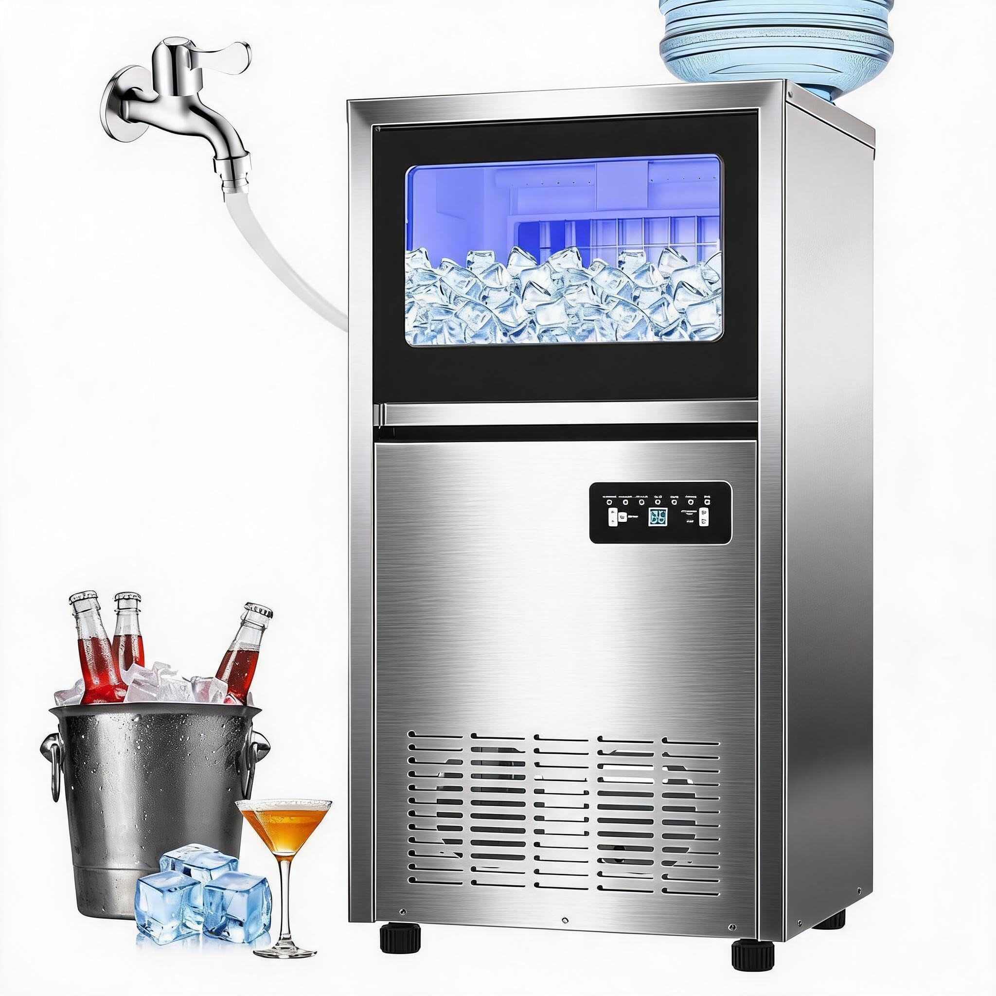 Home Bar And Counter - เครื่องทำน้ำแข็งเชิงพาณิชย์ 120 ปอนด์/24 ชม., ความจุเก็บน้ำแข็ง 36