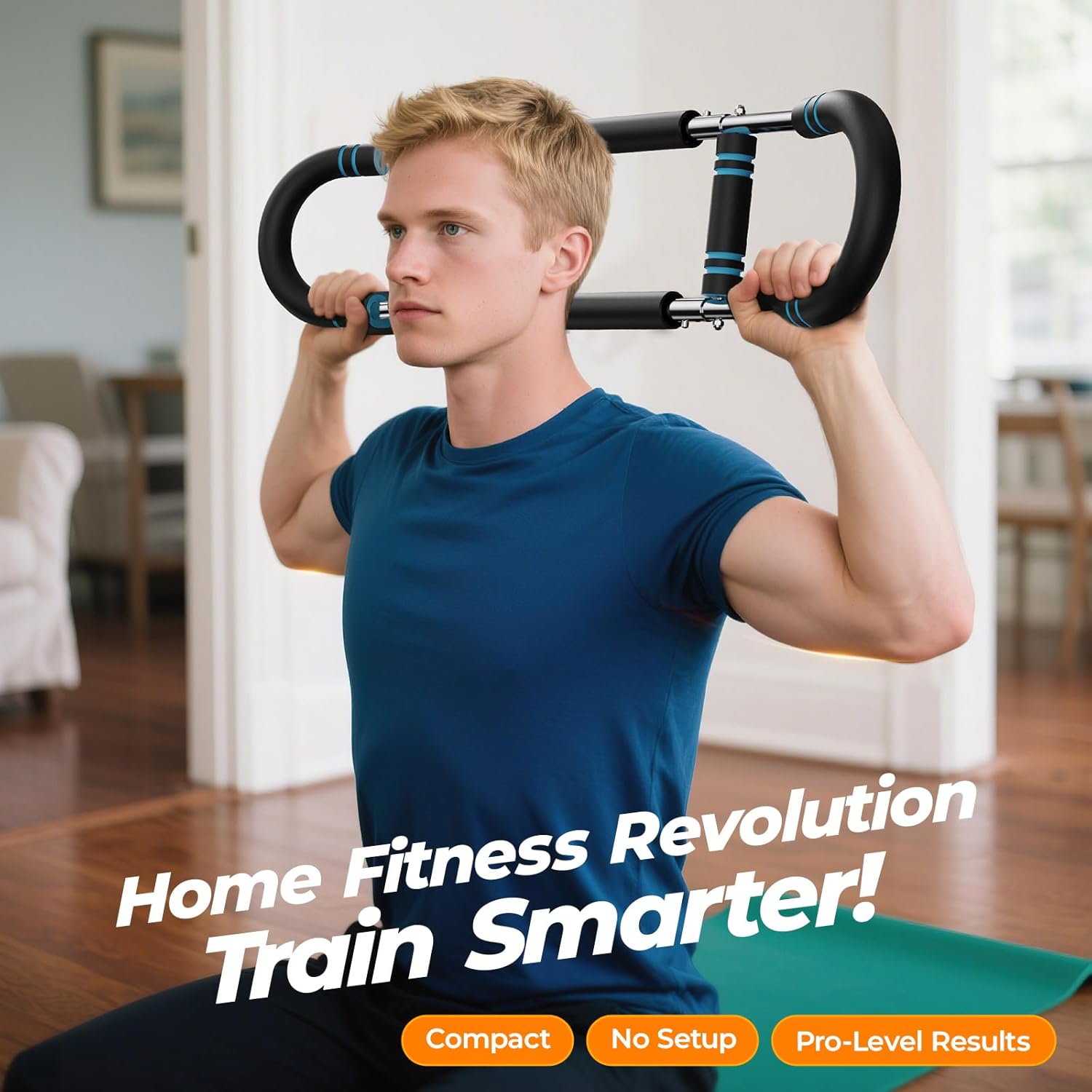 Home Bar And Gym - อุปกรณ์ฝึกกล้ามเนื้อแขนรูปตัวยู ที่จับกันลื่น แรงต้าน 60-100 ปอนด์ บาร์พาวเวอร์ทวิสเตอร์