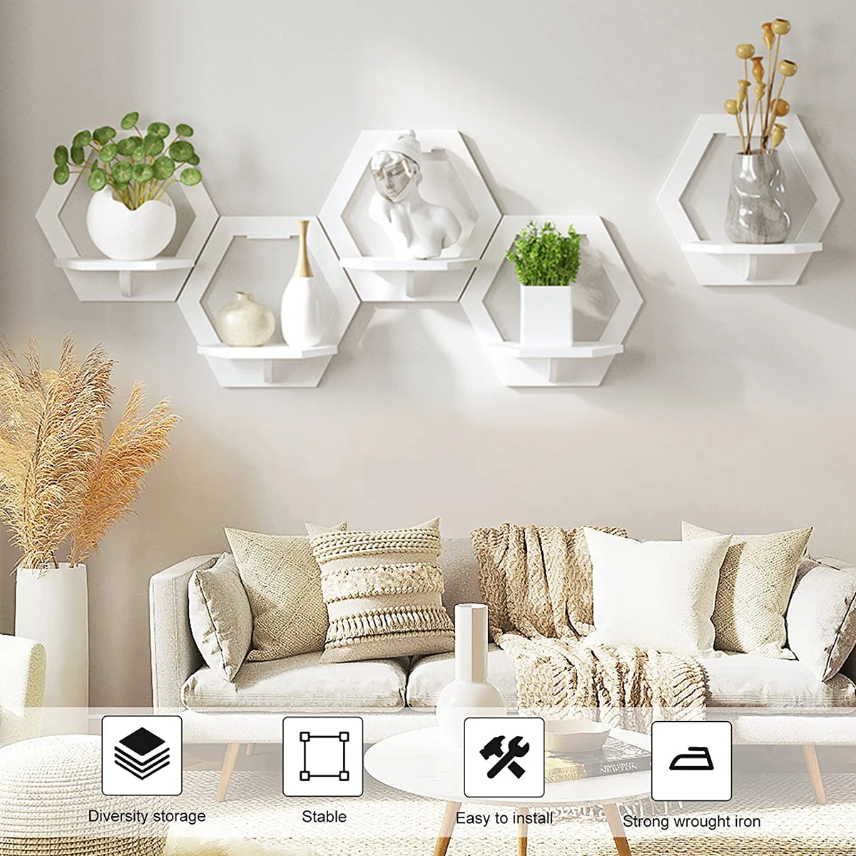 3 ชิ้นหกเหลี่ยมชั้นวาง Punch ฟ - Home Bar Shelf บทวิจารณ์และราคา