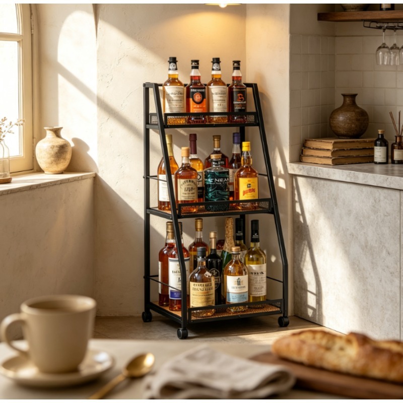 ชั้นวางไวน์แบบบันได 3 ชั้น ตั้ - Home Bar Shelf บทวิจารณ์และราคา